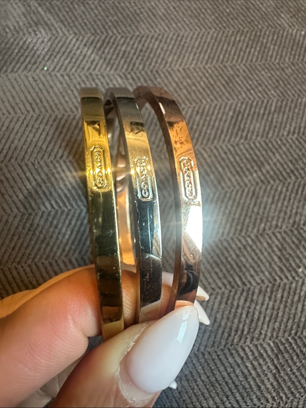 COACH Trio Metal Stackable Bangles - Gold, Silver, Rose Gold